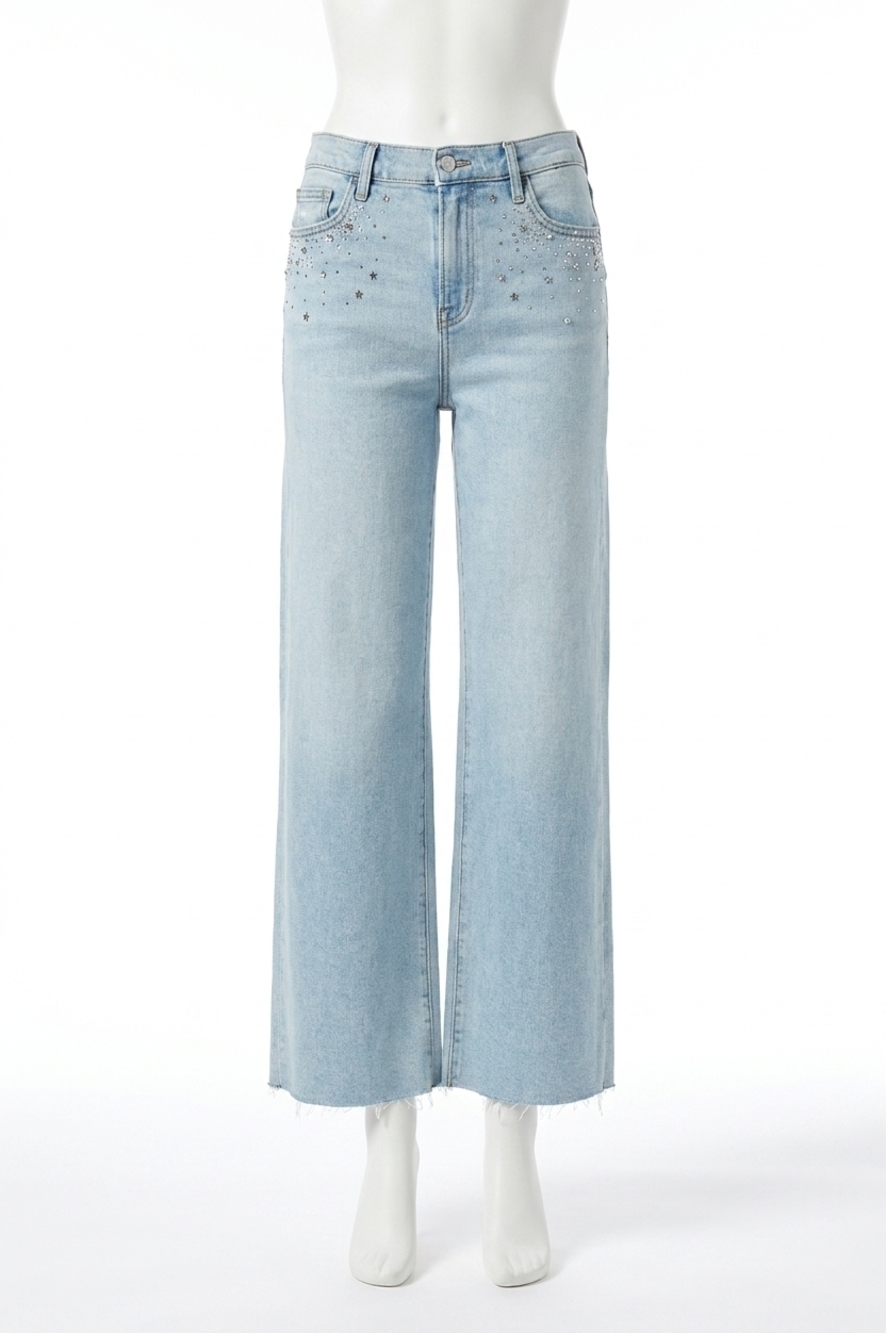 NEW HIDDEN logan studded hotfix dad jean in light wash
